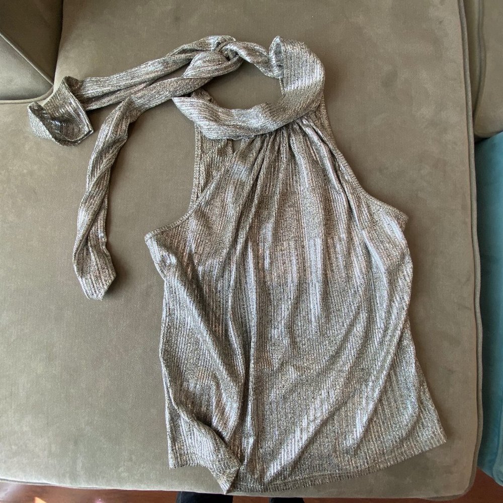 Anthropologie Tie Neck Halter in Silver, XS